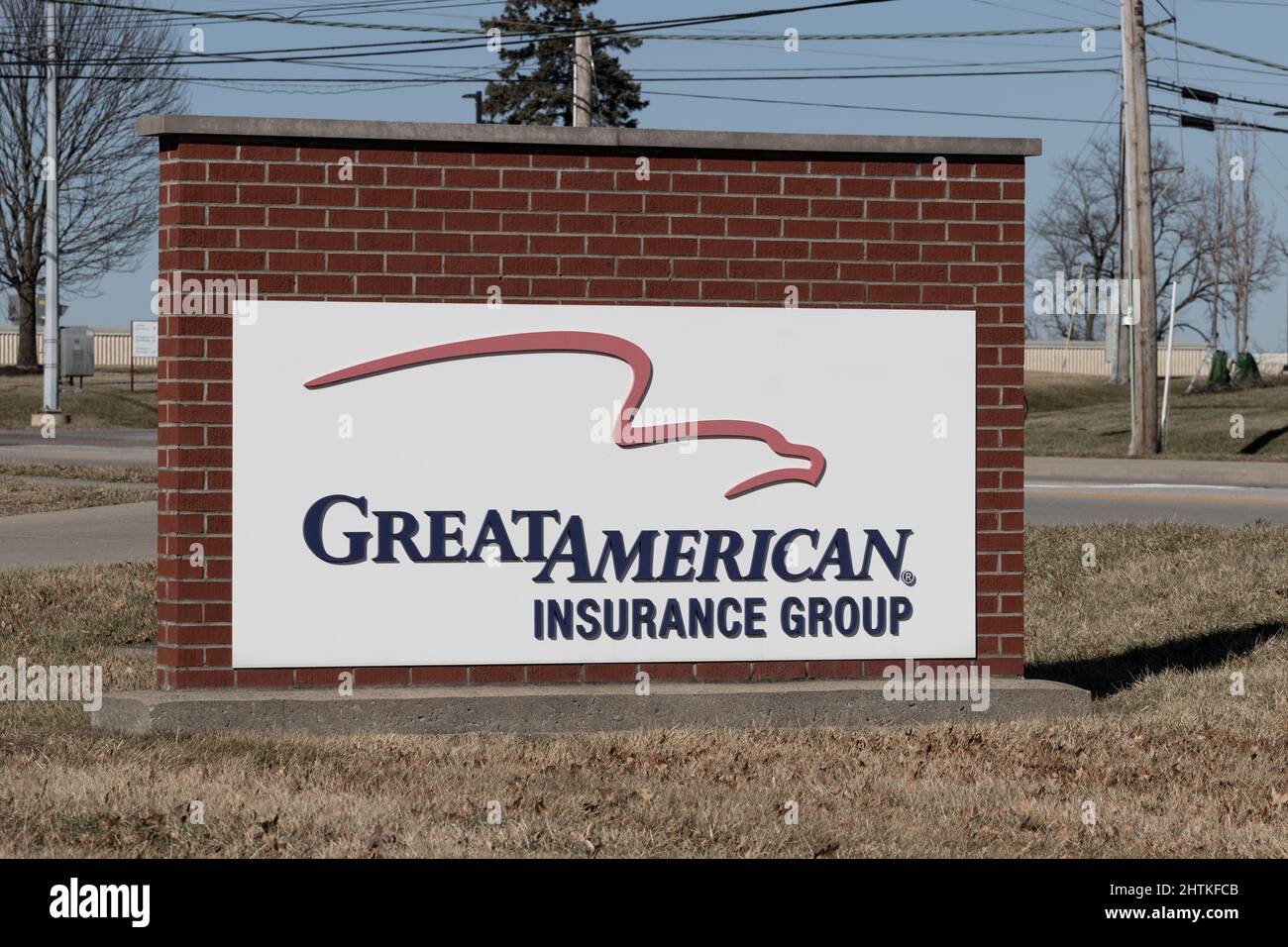 Firenze - circa Febbraio 2022: Broker Great American Insurance Group. Great American Insurance è una filiale di American Financial Group. Foto Stock