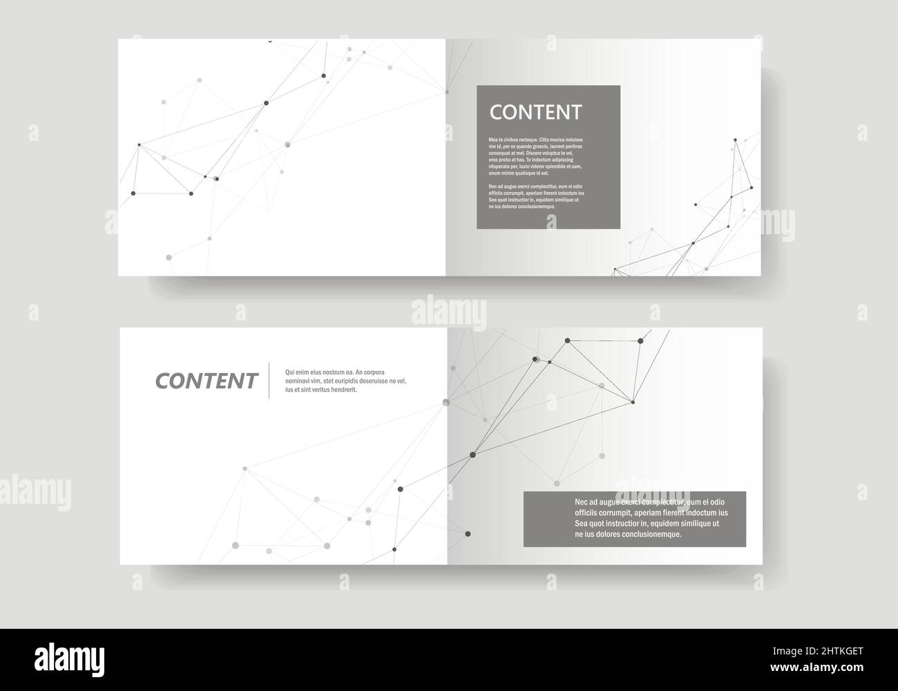 Impostare il modello di brochure vettoriali con il design CONNECT. Disegno astratto della tecnologia, punti composti e linee di sfondo Illustrazione Vettoriale