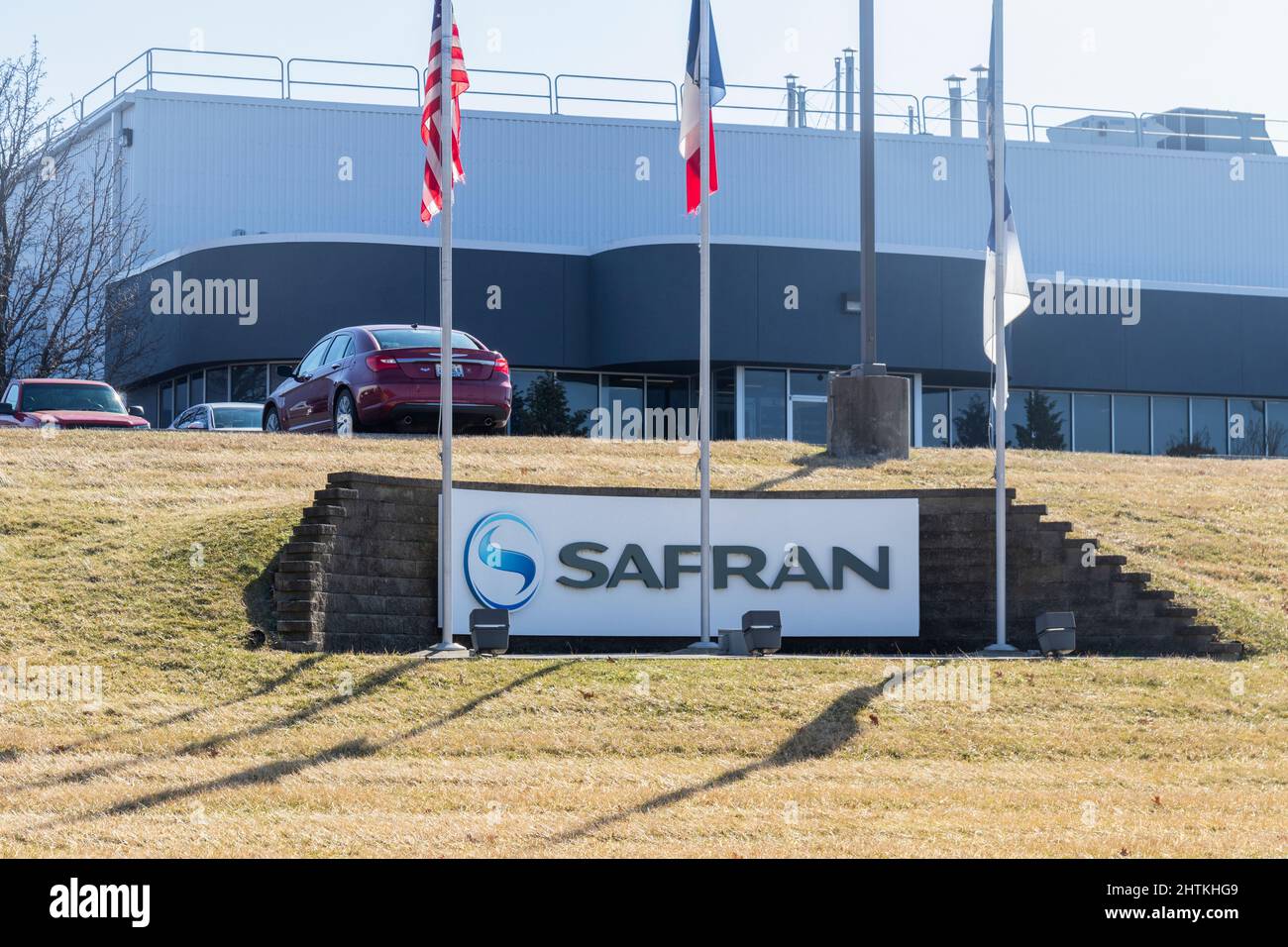 Walton - circa Febbraio 2022: Ubicazione dei sistemi di atterraggio di Safran. Safran produce e rinnova dischi in carbonio e produce ruote e freni per uso commerciale Foto Stock