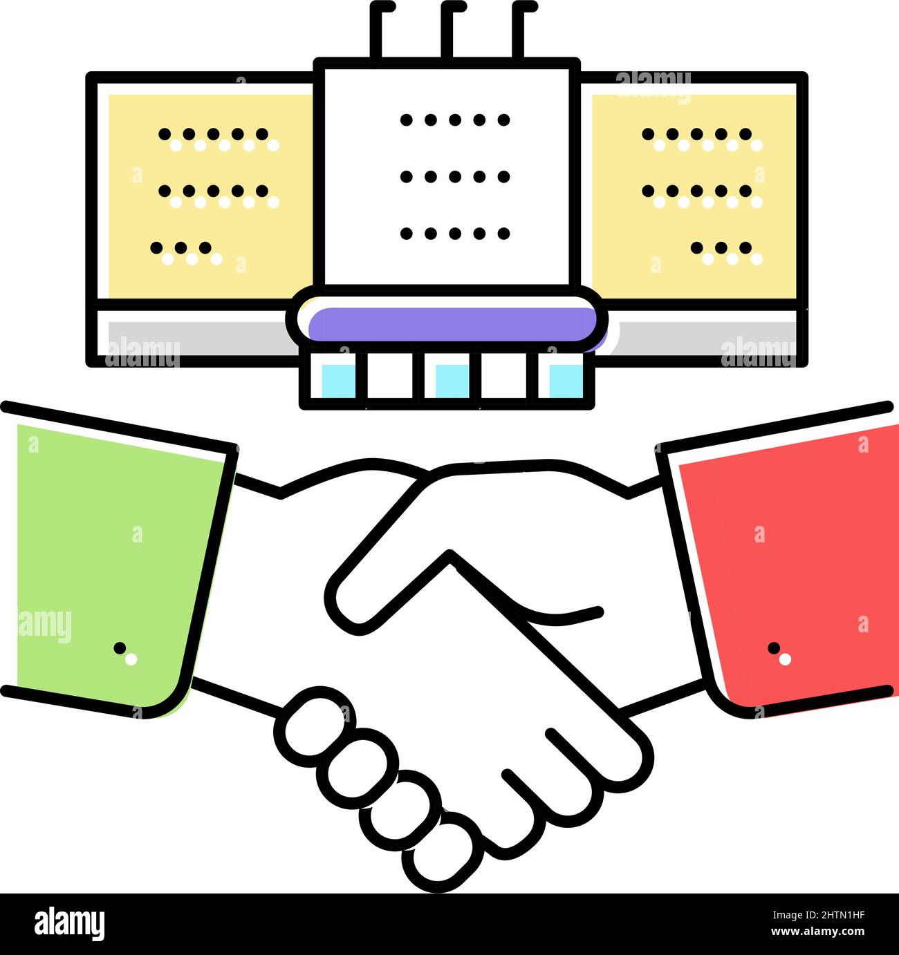 diplomatici ambasciata handshaking colore icona vettore illustrazione Illustrazione Vettoriale
