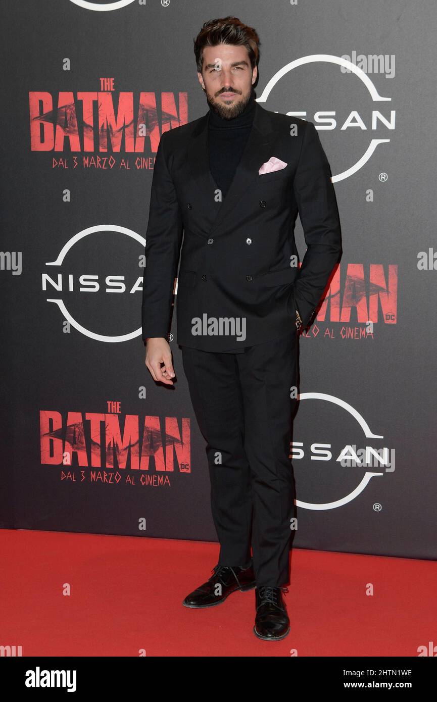 Roma, Italia. 01st Mar 2022. Mariano di VAIO partecipa al tappeto rosso della prima del film The Batman allo Space moderno Cinema. Credit: SOPA Images Limited/Alamy Live News Foto Stock