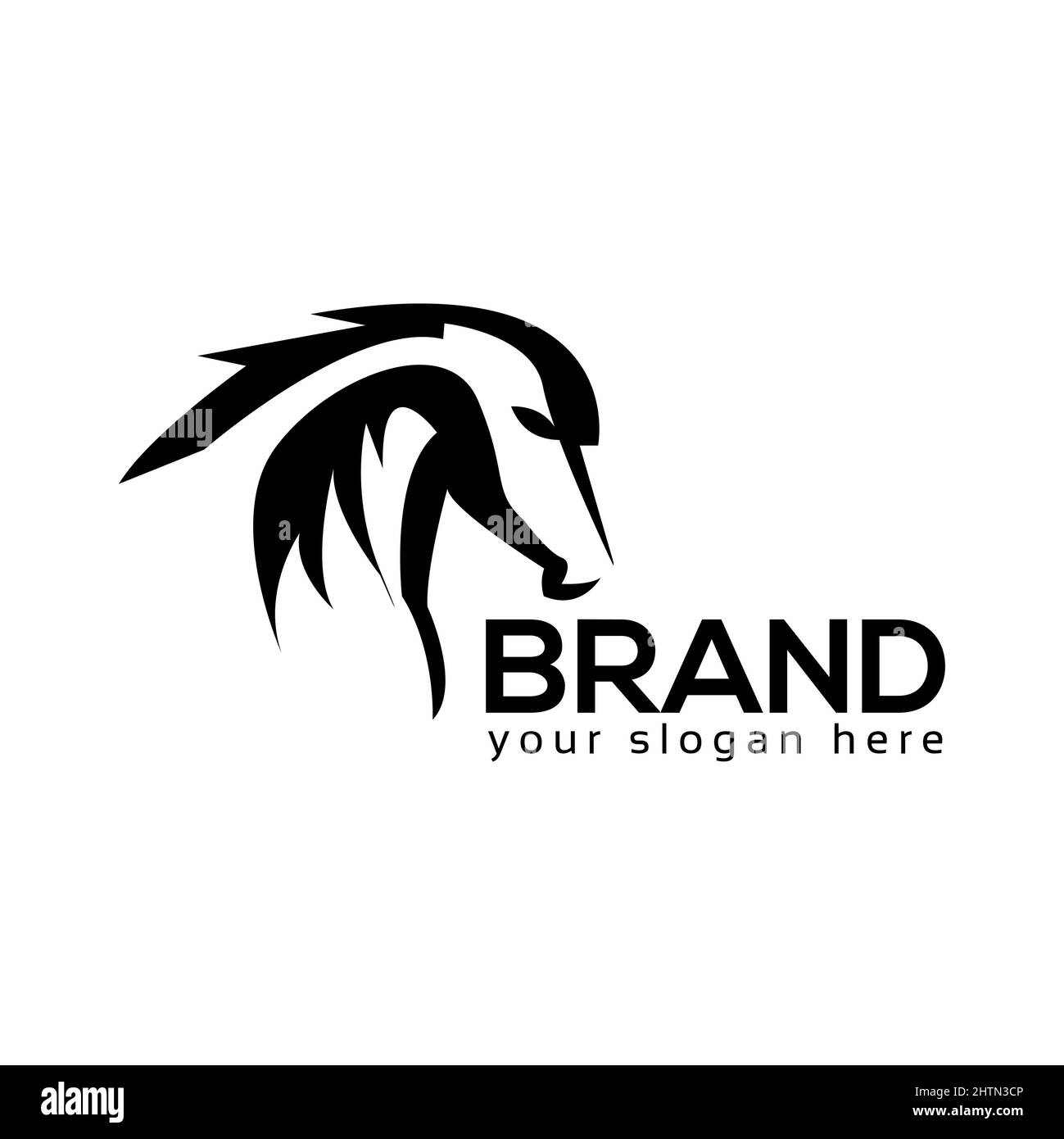 Vettore logo cavallo nero. Design piatto. Illustrazione vettoriale su sfondo bianco Illustrazione Vettoriale