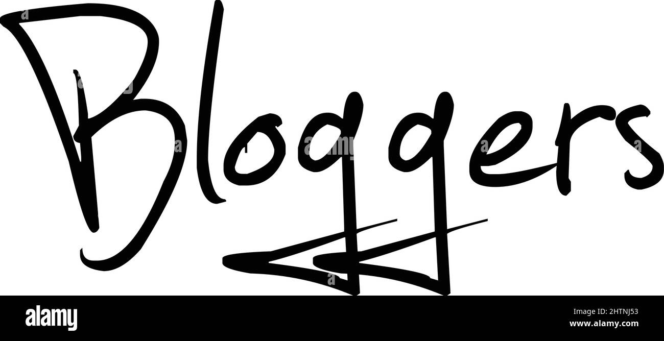 Illustrazione del segno di testo dei blogger su sfondo bianco Illustrazione Vettoriale
