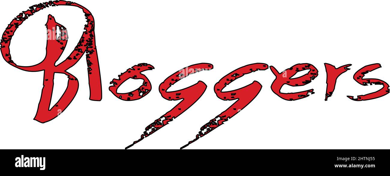 Illustrazione del segno di testo dei blogger su sfondo bianco Illustrazione Vettoriale