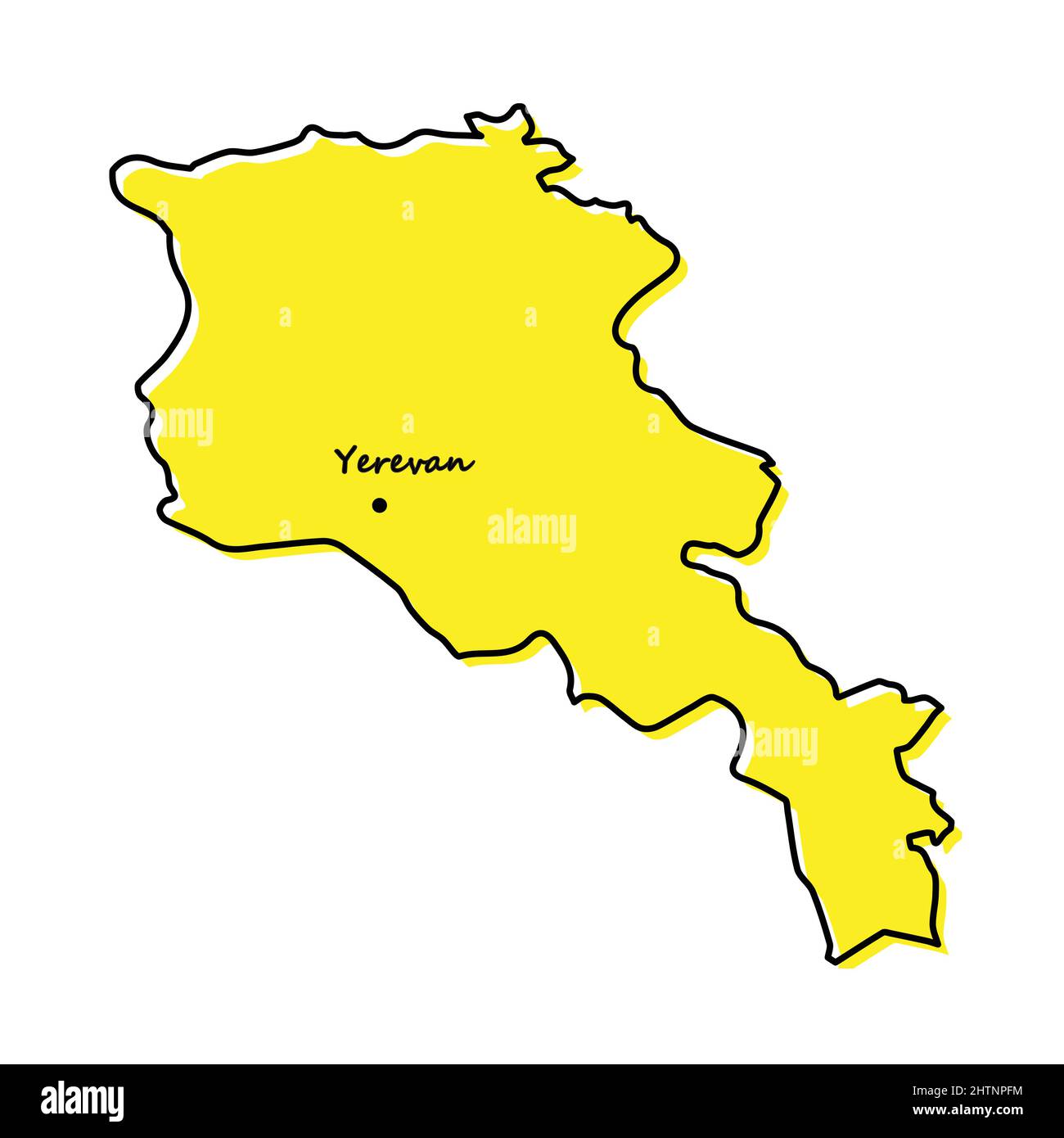 Semplice mappa dell'Armenia con la posizione della capitale. Design minimalista stilizzato Illustrazione Vettoriale