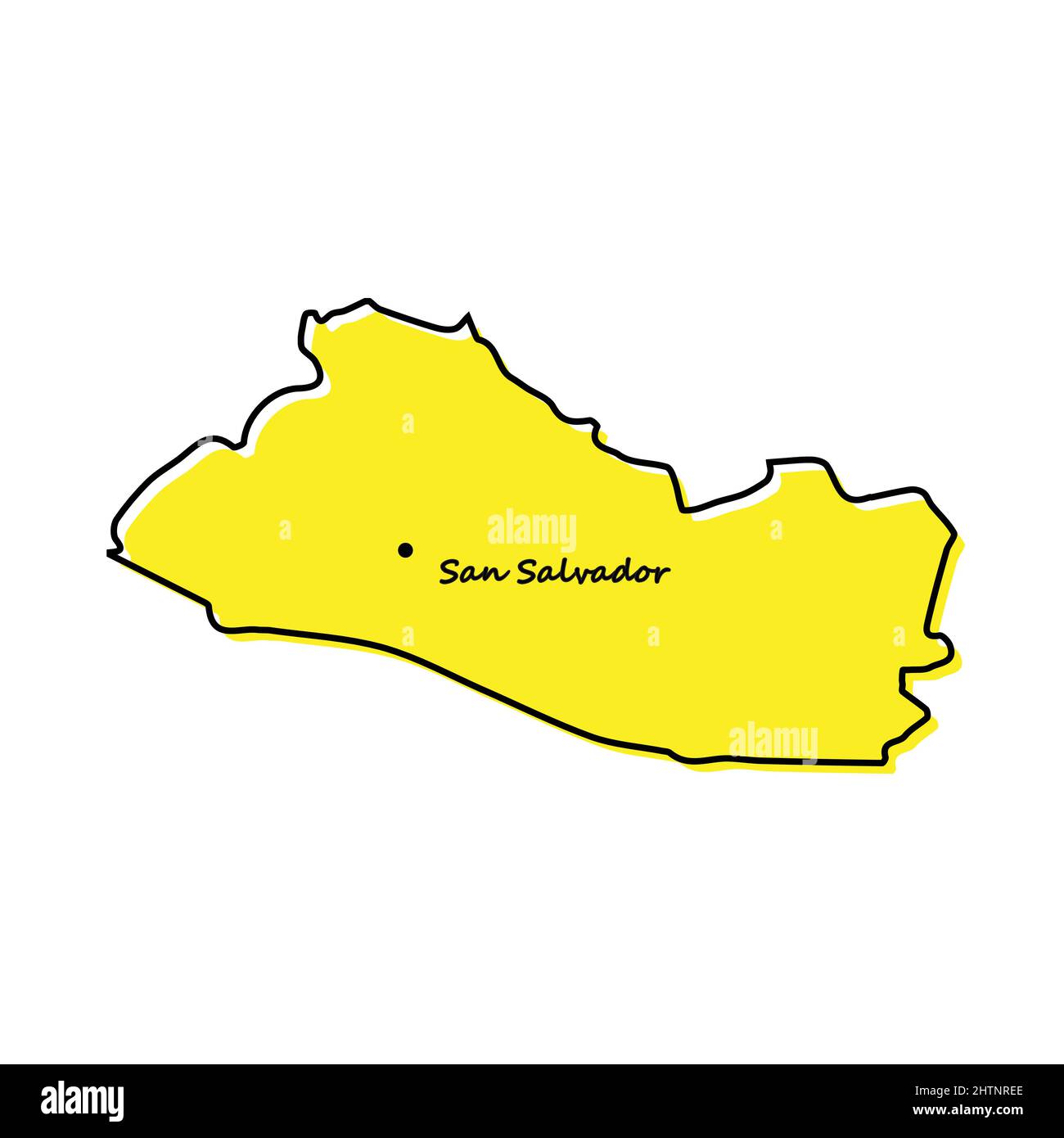 Semplice mappa di El Salvador con posizione capitale. Design minimalista stilizzato Illustrazione Vettoriale