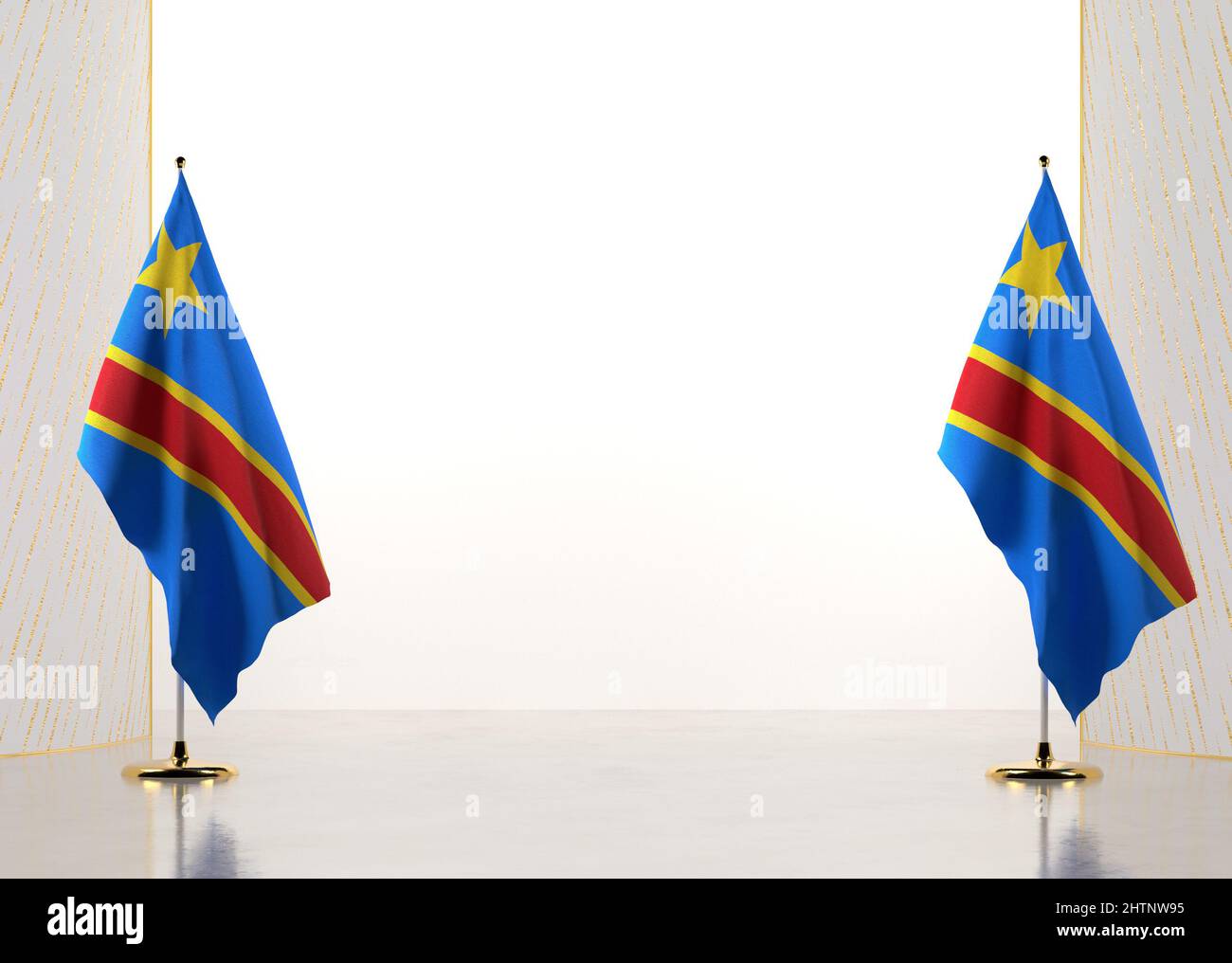 Confine con la bandiera nazionale della Repubblica Democratica del Congo. Elementi del modello per il certificato e il diploma. Orientamento orizzontale. 3D illust Foto Stock