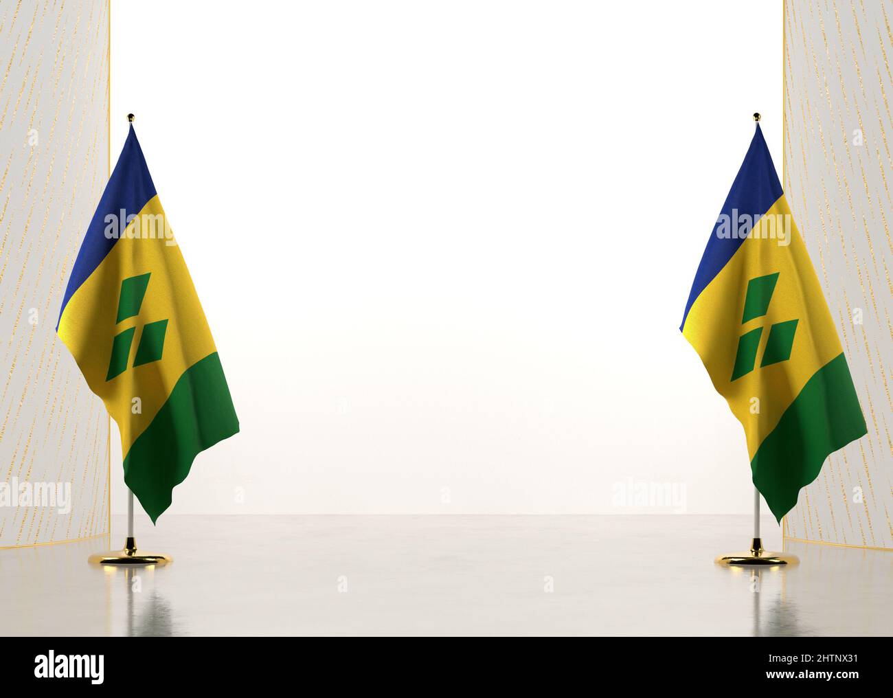 Confine fatto con Saint Vincent e Grenadine bandiera nazionale. Elementi del modello per il certificato e il diploma. Orientamento orizzontale. 3D illust Foto Stock