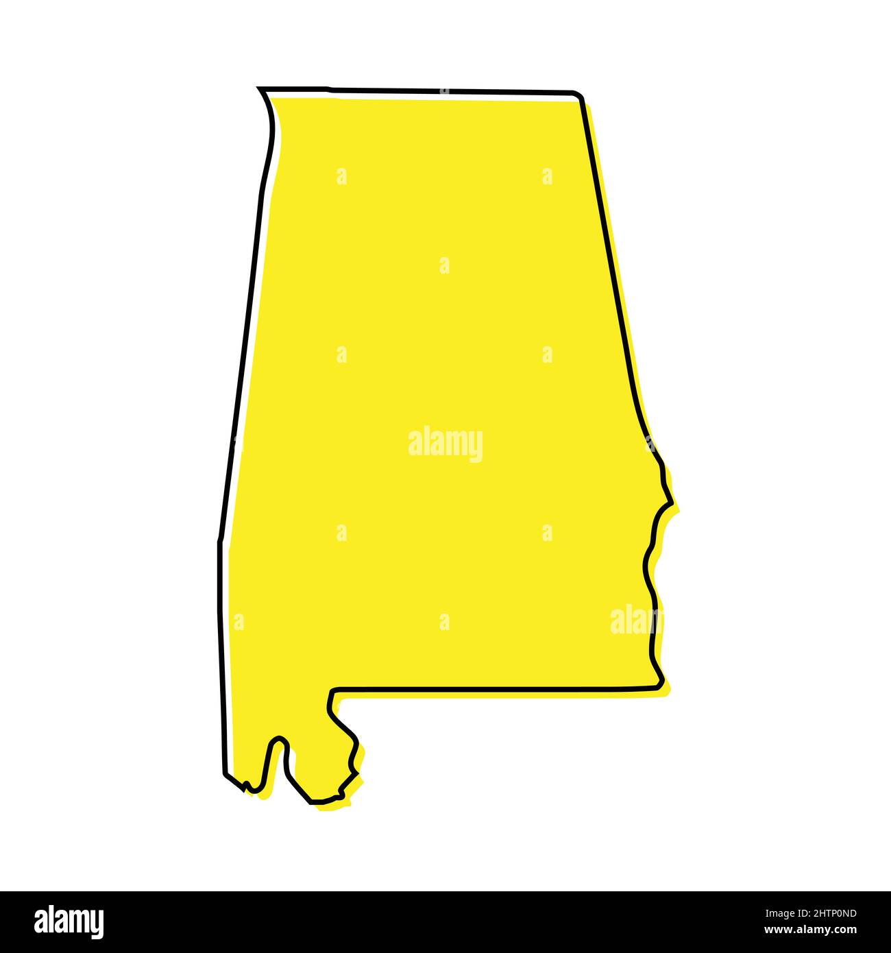 Semplice mappa di contorno di Alabama è uno stato degli Stati Uniti. Design minimalista stilizzato Illustrazione Vettoriale
