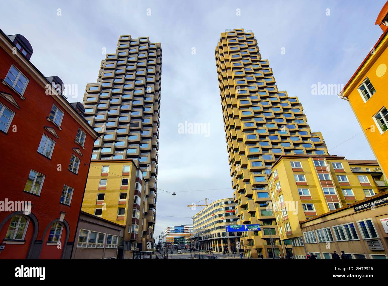 Le Torri Nord (Norra tornen) sono due grattacieli nei quartieri Helix e Innovation a Torslan, nella parte nord-occidentale del Vasastaden in Foto Stock