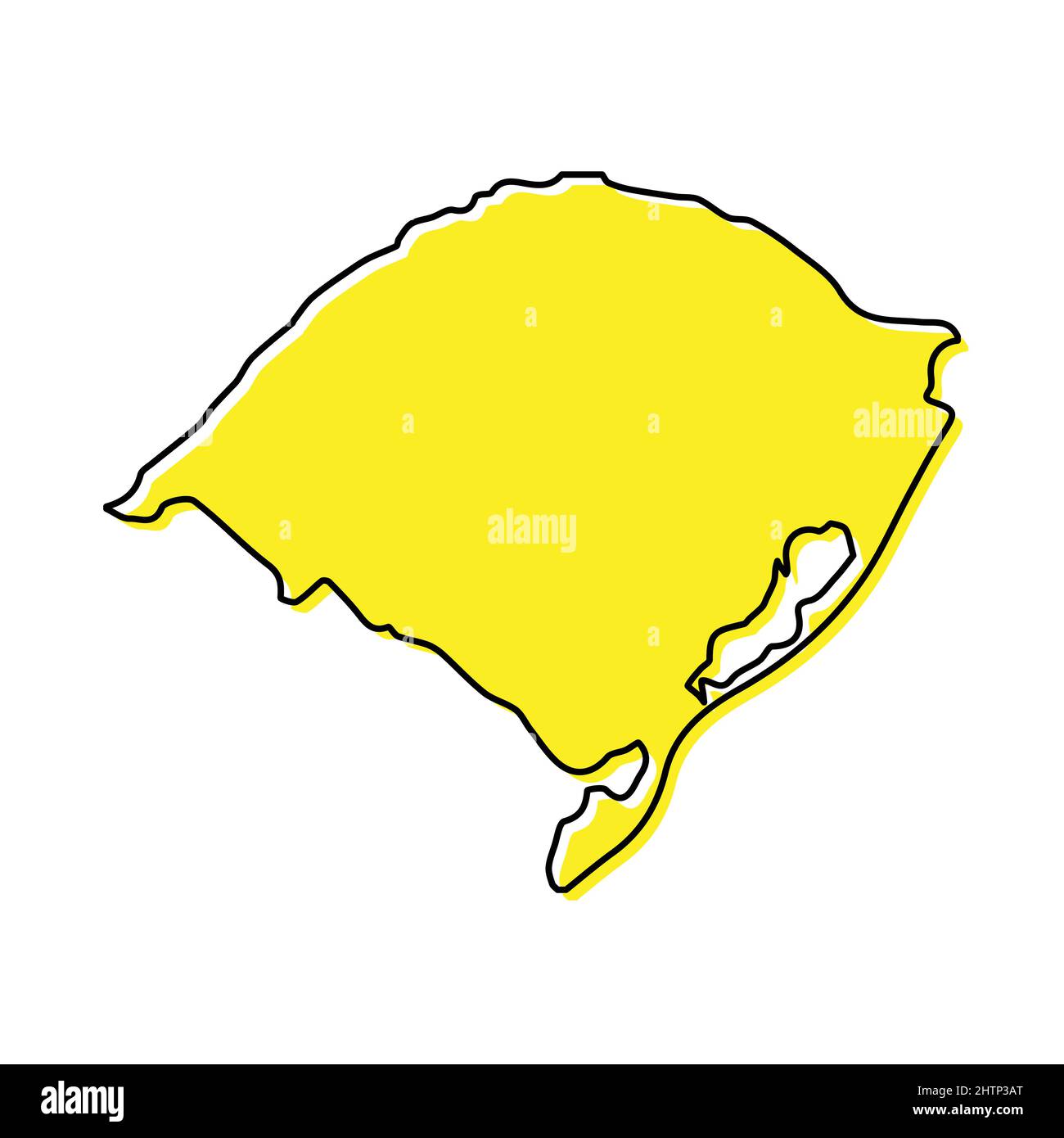 Semplice mappa del Rio Grande do sul è uno stato del Brasile. Design minimalista stilizzato Illustrazione Vettoriale