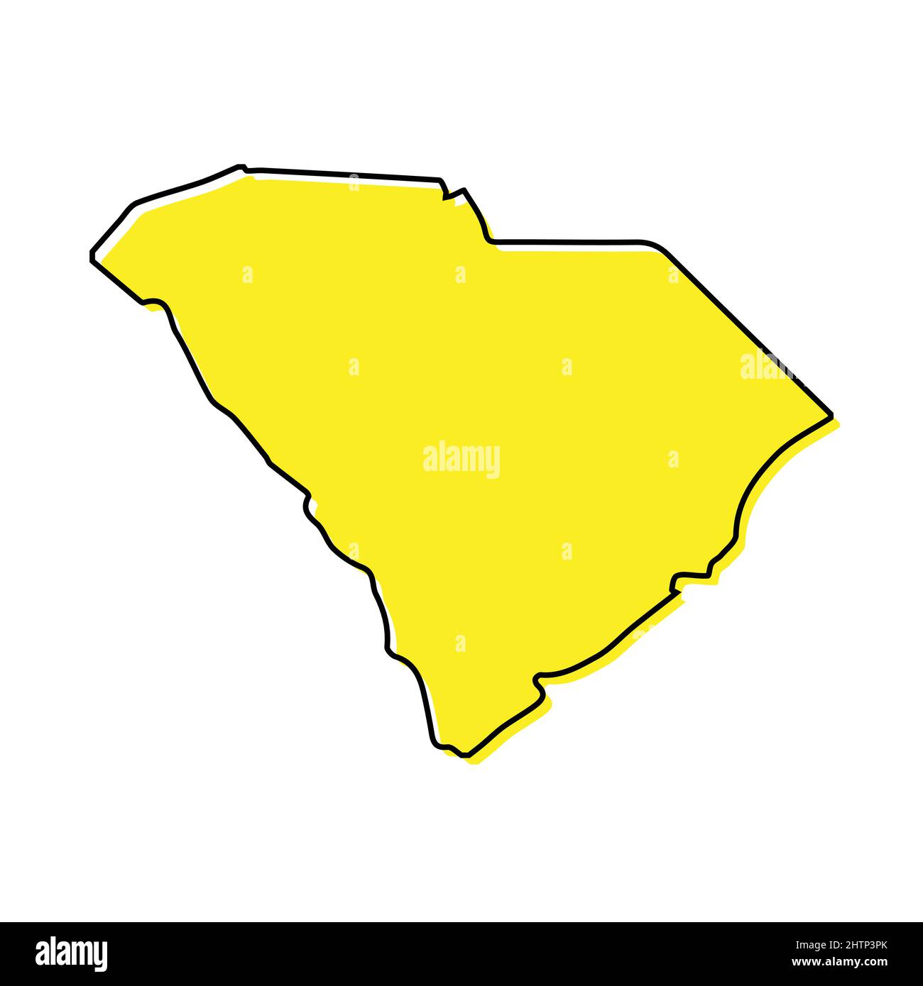 La semplice mappa del South Carolina è uno stato degli Stati Uniti. Design minimalista stilizzato Illustrazione Vettoriale