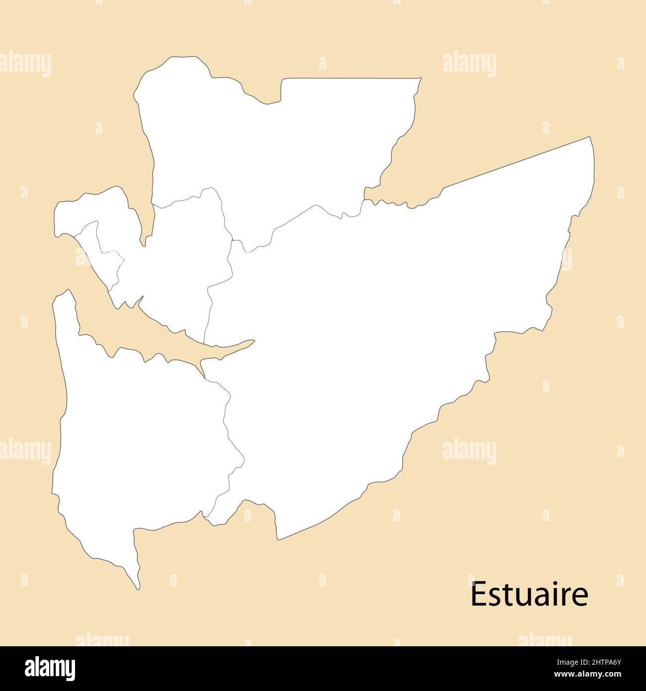 La carta di alta qualità di Estuaire è una regione del Gabon, ai confini dei distretti Illustrazione Vettoriale