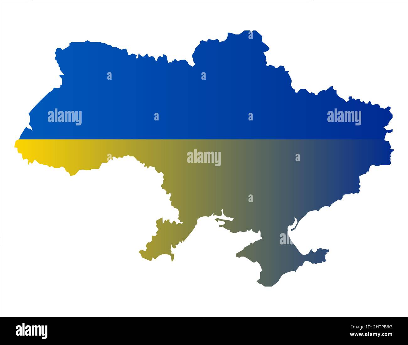 Profilo mappa Ucraina con bandiera nazionale gradiente. Illustrazione vettoriale con riempimento a colori per il paese ucraino Illustrazione Vettoriale