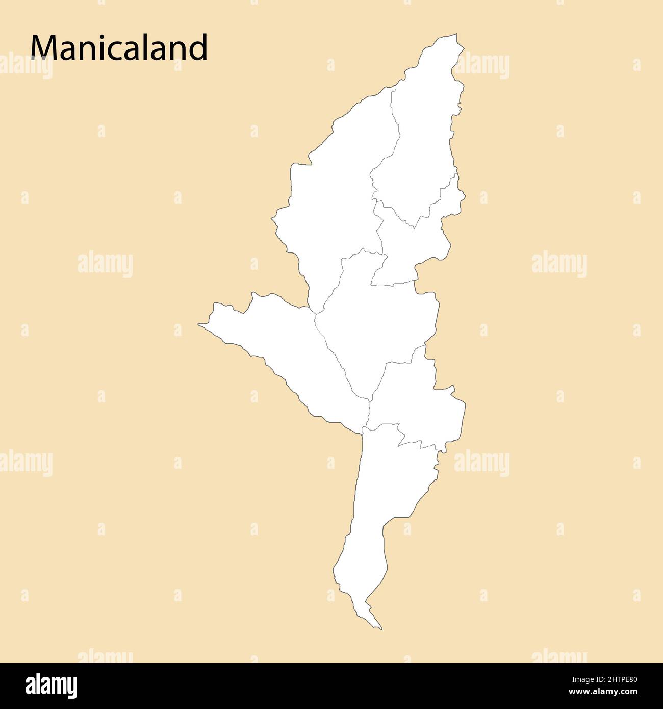 Mappa di alta qualità di Manicaland è una regione dello Zimbabwe, con i confini dei distretti Illustrazione Vettoriale