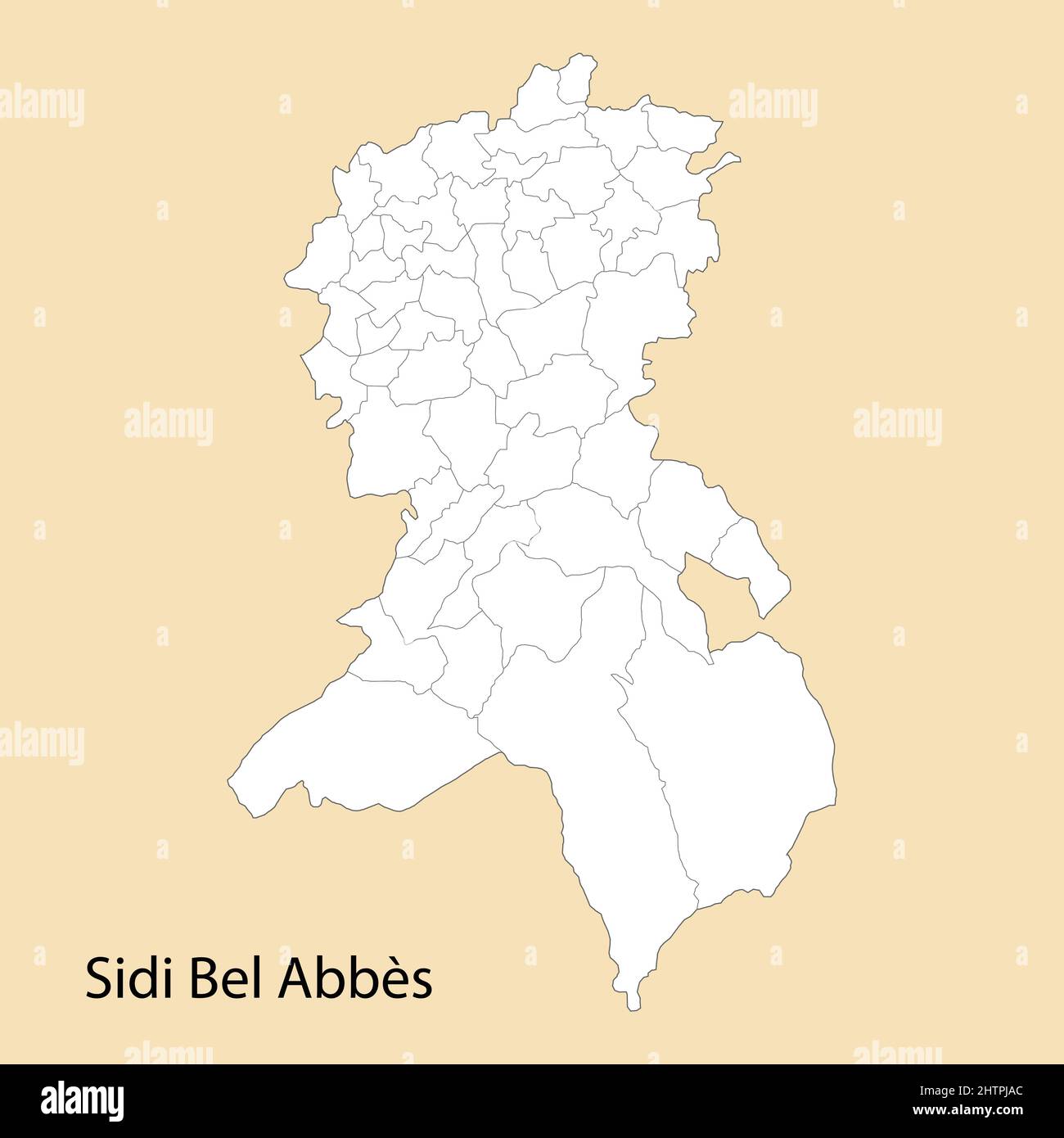 La carta di alta qualità di Sidi Bel Abbes è una provincia dell'Algeria, ai confini dei distretti Illustrazione Vettoriale
