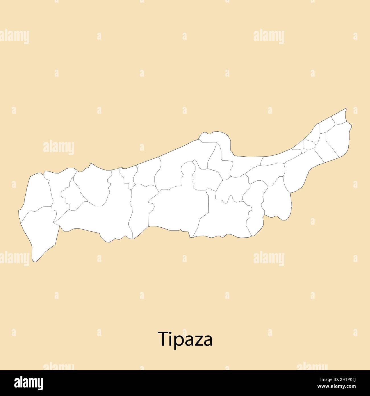 La carta di alta qualità di Tipaza è una provincia dell'Algeria, ai confini dei distretti Illustrazione Vettoriale