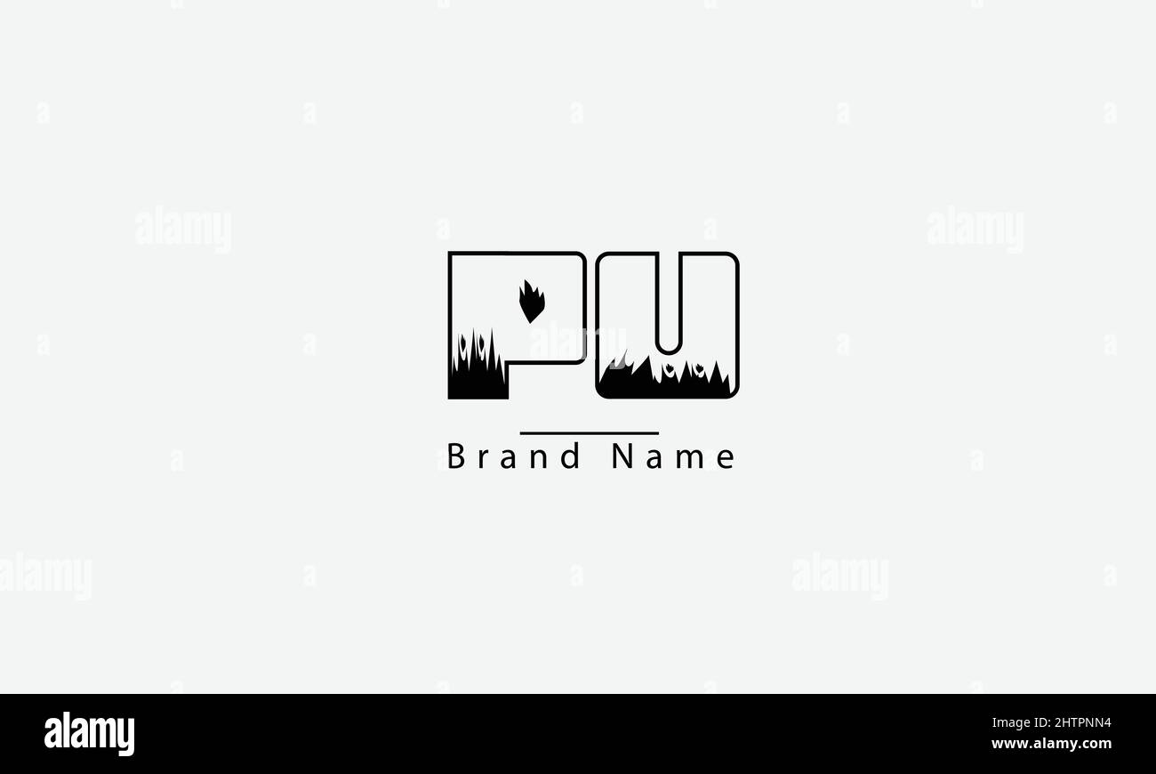 Modello di logo vettoriale astratto PU UP P U Illustrazione Vettoriale