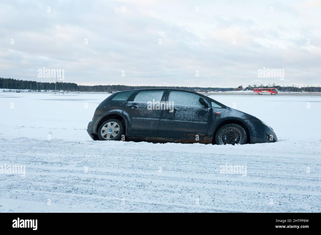 Guida invernale in Finlandia Foto Stock