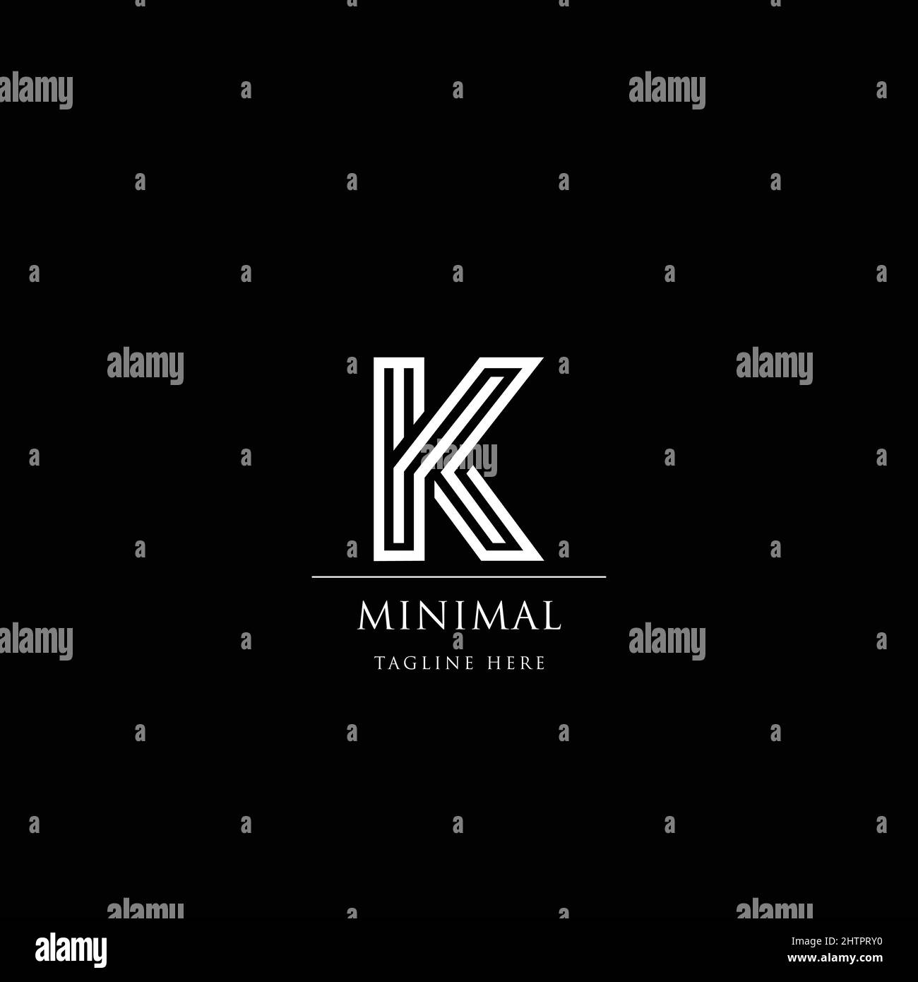 Modello vettoriale dell'icona del logo K astratto su sfondo nero. Illustrazione Vettoriale