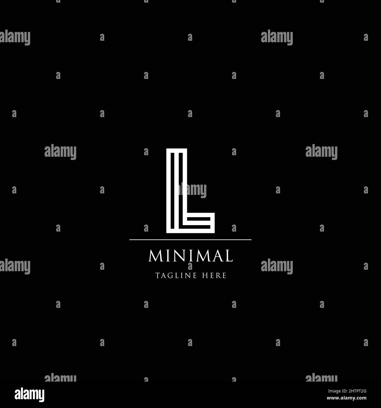 Modello vettoriale icona logo L astratto su sfondo nero. Illustrazione Vettoriale