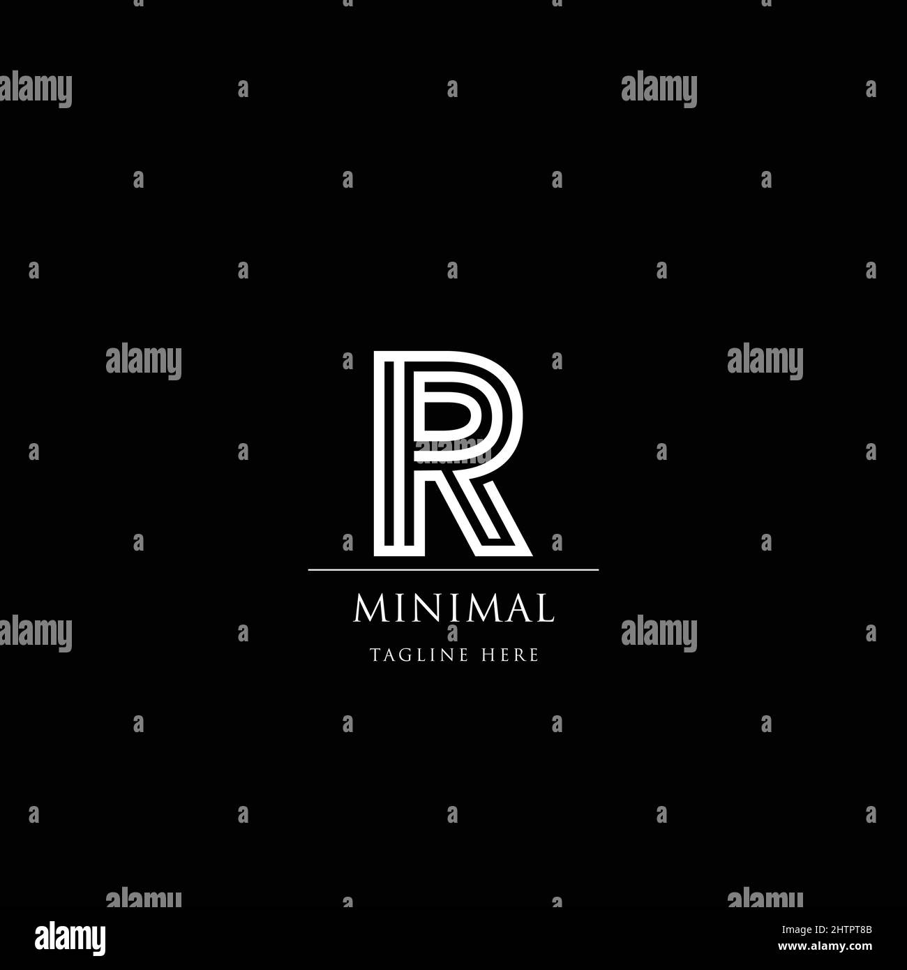Modello vettoriale dell'icona del logo R astratto su sfondo nero. Illustrazione Vettoriale