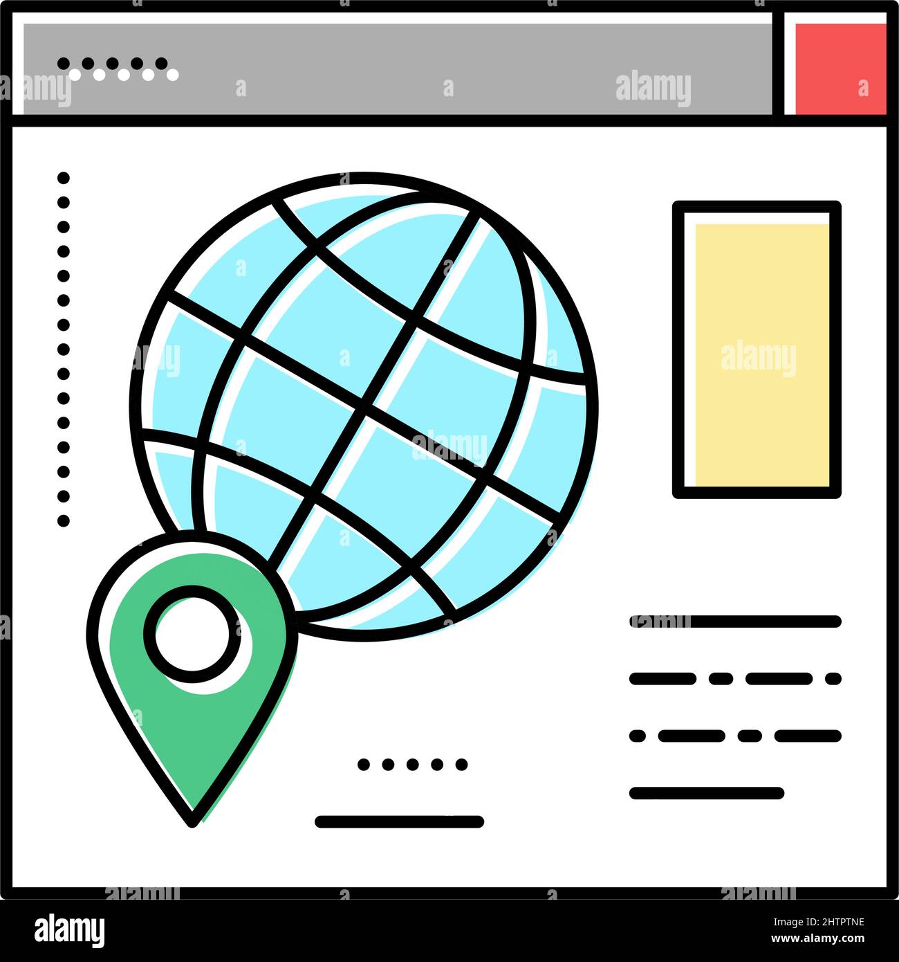 immagine vettoriale dell'icona del colore della posizione della mappa del sito web Illustrazione Vettoriale