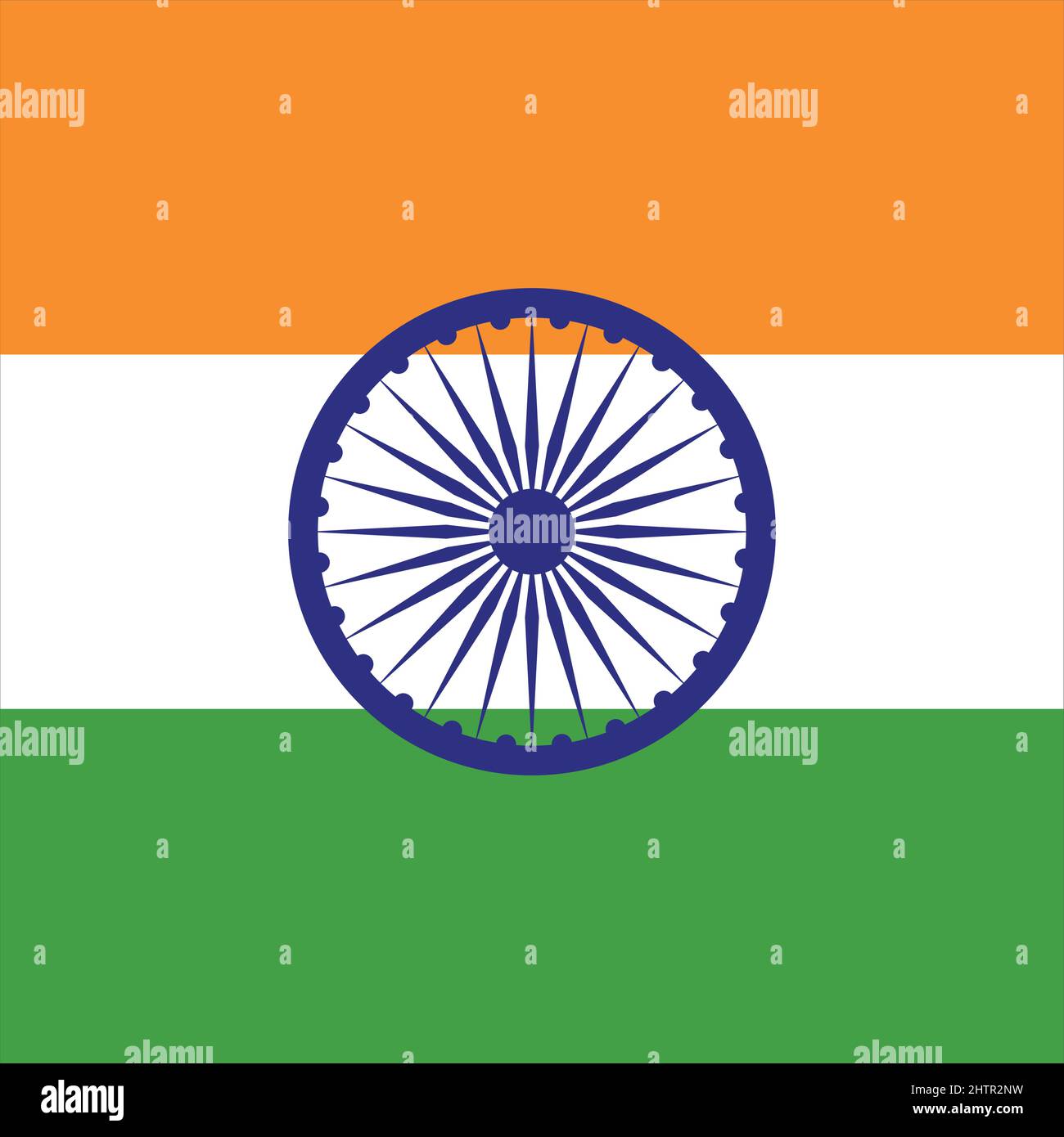 Bandiera dell'India, colori ufficiali e proporzione corretta. Bandiera nazionale dell'India. Illustrazione Vettoriale