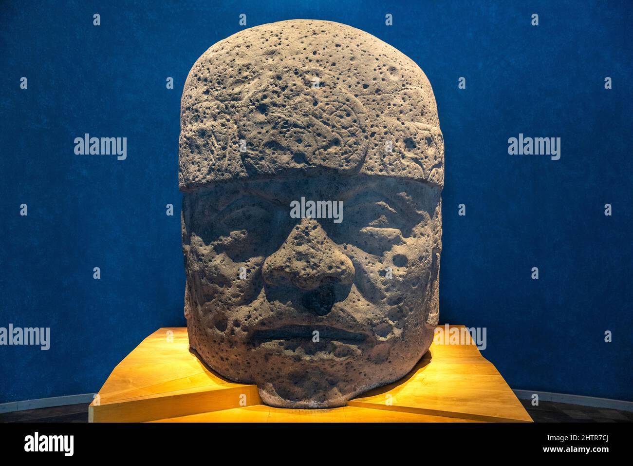 Testa Olmec Gigante, Museo Di Antropologia, Città Del Messico, Messico Foto Stock