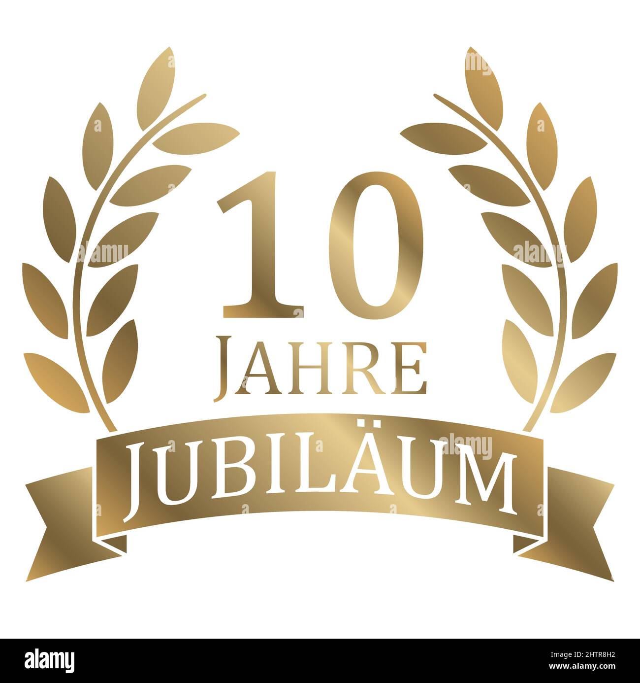 file vettoriale eps con corona d'oro su sfondo bianco per il successo o per il giubileo con testo 10 anni (testo in tedesco) Illustrazione Vettoriale