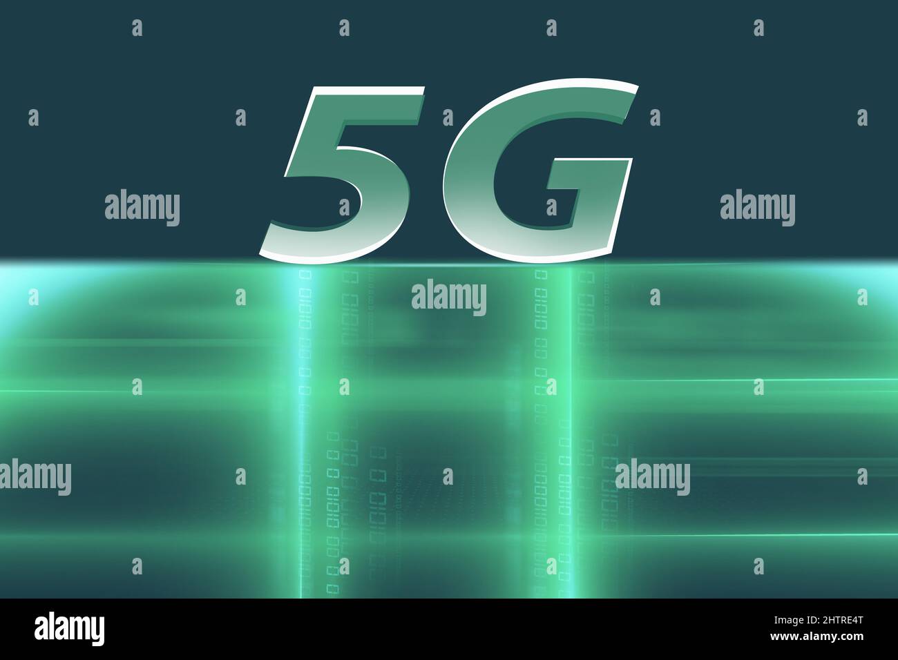 Il concetto di rete 5G, connessione Internet mobile ad alta velocità, reti di nuova generazione. Foto Stock