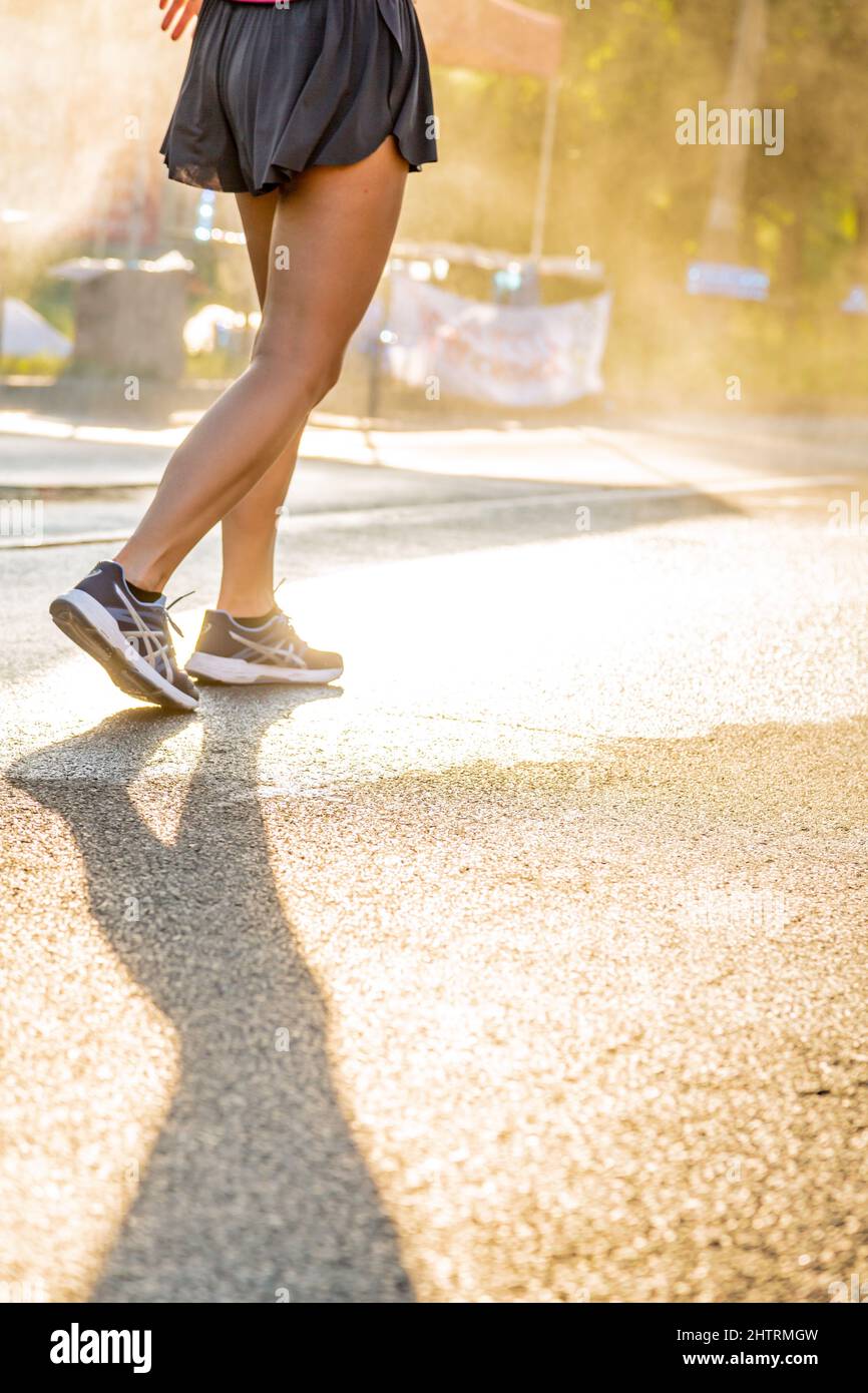 3 Rd Wizz Air Katowice Mezza Maratona, Katowice, Slesia, Polonia. July19, 2021. Gambe di corridori nella gara Mezza Maratona Wizz Air Katowice Foto Stock