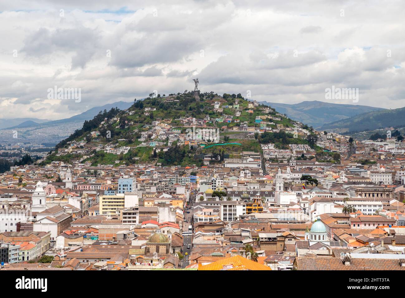 Vista della Virgen de Panecillo; Quito, Ecuador. Foto Stock