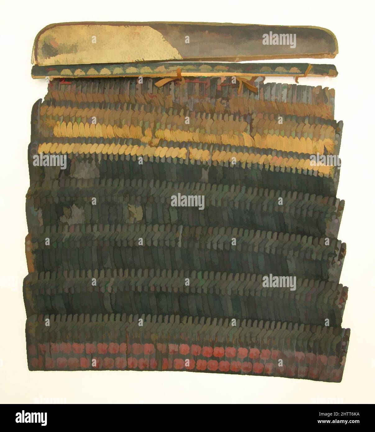 Arte ispirata a Three Shoulder Defenses (Sodē), fine 14th-inizio 16th secolo, giapponese, ferro, pelle, lacca, Silk., Armour Parts-Arms & Shoules, opere classiche modernizzate da Artotop con un tocco di modernità. Forme, colore e valore, impatto visivo accattivante sulle emozioni artistiche attraverso la libertà delle opere d'arte in modo contemporaneo. Un messaggio senza tempo che persegue una nuova direzione selvaggiamente creativa. Artisti che si rivolgono al supporto digitale e creano l'NFT Artotop Foto Stock