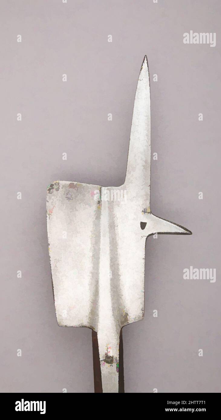 Arte ispirata da Halberd, forse metà del 15th secolo, Svizzero, acciaio, legno (quercia), L. 80 3/4 poll. (205 cm); L. della testa 14 1/8" (35,8 cm); W. 7 5/8" (19,4 cm); peso 5 libbre 8 once (2490 g), armi Shafted, opere classiche modernizzate da Artotop con un tuffo di modernità. Forme, colore e valore, impatto visivo accattivante sulle emozioni artistiche attraverso la libertà delle opere d'arte in modo contemporaneo. Un messaggio senza tempo che persegue una nuova direzione selvaggiamente creativa. Artisti che si rivolgono al supporto digitale e creano l'NFT Artotop Foto Stock