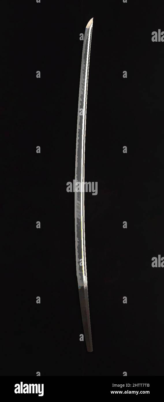 Art Inspired by Blade for a Sword (Katana), datato 1622 giugno, Japanese, Steel, L. 36 1/2 in. (92,8 cm); L. del tagliente da 28 1/16" (71,5 cm); D. di curvatura 1" (1,5 cm), Sword Blades, Kanewaka era il più famoso spada di Kaga (ora nella Prefettura di Ishikawa) durante lo Shinto, opere classiche modernizzate da Artotop con un tuffo di modernità. Forme, colore e valore, impatto visivo accattivante sulle emozioni artistiche attraverso la libertà delle opere d'arte in modo contemporaneo. Un messaggio senza tempo che persegue una nuova direzione selvaggiamente creativa. Artisti che si rivolgono al supporto digitale e creano l'NFT Artotop Foto Stock
