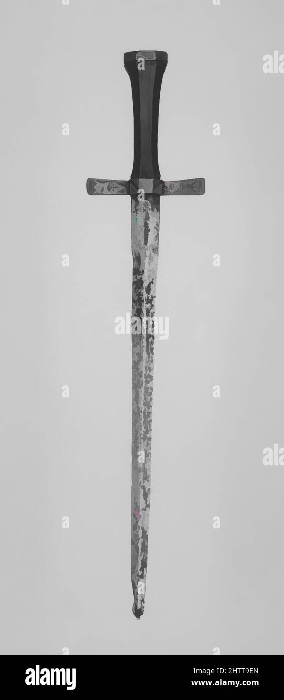 Arte ispirata a Dagger, 1380–1400, inglese, acciaio, legno, Ottone, L. 16 1/4 poll. (41,3 cm); W. 3 3/8" (8,6 cm); peso 8 once (226,8 g), Daggers, opere classiche modernizzate da Artotop con un tuffo di modernità. Forme, colore e valore, impatto visivo accattivante sulle emozioni artistiche attraverso la libertà delle opere d'arte in modo contemporaneo. Un messaggio senza tempo che persegue una nuova direzione selvaggiamente creativa. Artisti che si rivolgono al supporto digitale e creano l'NFT Artotop Foto Stock