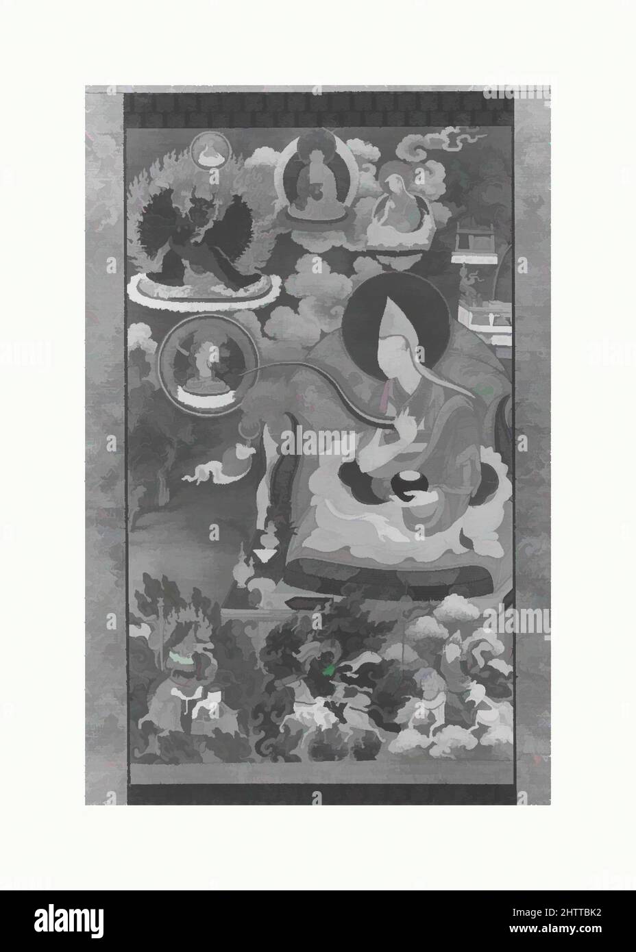 Arte ispirata da Tsong Khapa, 18th secolo, Tibet, distemper su stoffa, incorniciata: 41 1/8 x 23 1/8 pollici. (104,5 x 58,7 cm), dipinti, opere classiche modernizzate da Artotop con un tuffo di modernità. Forme, colore e valore, impatto visivo accattivante sulle emozioni artistiche attraverso la libertà delle opere d'arte in modo contemporaneo. Un messaggio senza tempo che persegue una nuova direzione selvaggiamente creativa. Artisti che si rivolgono al supporto digitale e creano l'NFT Artotop Foto Stock