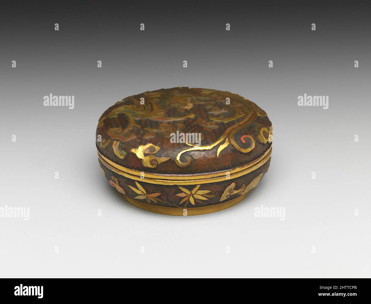 Arte ispirata a Box, dinastia Ming (1368–1644), 16th–17th secolo, Cina, Bronzo con doratura, H. 1 1/4 poll.; Diam. 2 7/8 in., metallo, attribuito a Hu Wenming (cinese, attivo tra la fine del 16th e l'inizio del 17th secolo), gli attrezzi comunemente utilizzati per bruciare l'incenso includevano una scatola, un bruciatore, un appartamento, opere classiche modernizzate da Artotop con un tuffo di modernità. Forme, colore e valore, impatto visivo accattivante sulle emozioni artistiche attraverso la libertà delle opere d'arte in modo contemporaneo. Un messaggio senza tempo che persegue una nuova direzione selvaggiamente creativa. Artisti che si rivolgono al supporto digitale e creano l'NFT Artotop Foto Stock Arte ispirata a Box, dinastia Ming (1368–1644), 16th–17th secolo, Cina, Bronzo con doratura, H. 1 1/4 poll.; Diam. 2 7/8 in., metallo, attribuito a Hu Wenming (cinese, attivo tra la fine del 16th e l'inizio del 17th secolo), gli attrezzi comunemente utilizzati per bruciare l'incenso includevano una scatola, un bruciatore, un appartamento, opere classiche modernizzate da Artotop con un tuffo di modernità. Forme, colore e valore, impatto visivo accattivante sulle emozioni artistiche attraverso la libertà delle opere d'arte in modo contemporaneo. Un messaggio senza tempo che persegue una nuova direzione selvaggiamente creativa. Artisti che si rivolgono al supporto digitale e creano l'NFT Artotop Foto Stock