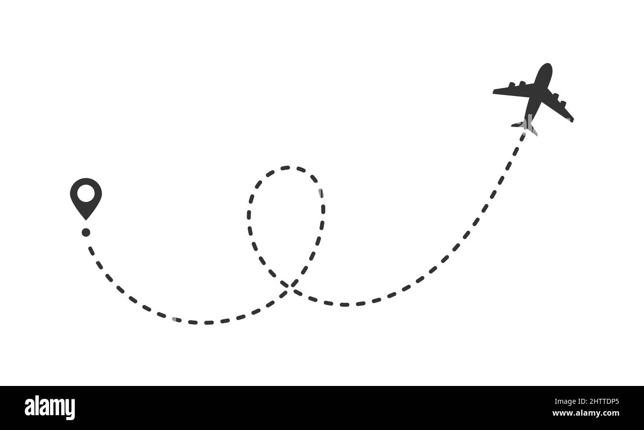 Percorso aereo. Concetto di vettore di percorso linea tratteggiata del piano d'aria. Illusione turistica e di viaggio Illustrazione Vettoriale
