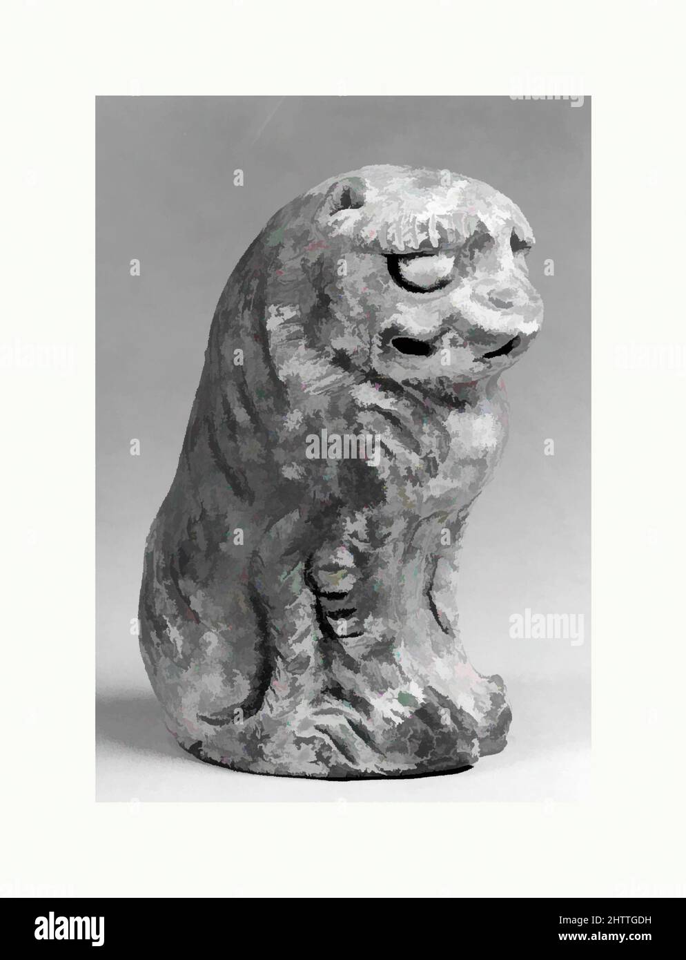Arte ispirata a Tomb Figure of Sested Lion, Six Dynasties (220–589), 3rd–6th Century, China, Gray Terrery and Pigment, H. 4 3/4 in. (12,1 cm); W. 3 11/16" (9,4 cm), Tomb Pottery, opere classiche modernizzate da Artotop con un tuffo di modernità. Forme, colore e valore, impatto visivo accattivante sulle emozioni artistiche attraverso la libertà delle opere d'arte in modo contemporaneo. Un messaggio senza tempo che persegue una nuova direzione selvaggiamente creativa. Artisti che si rivolgono al supporto digitale e creano l'NFT Artotop Foto Stock
