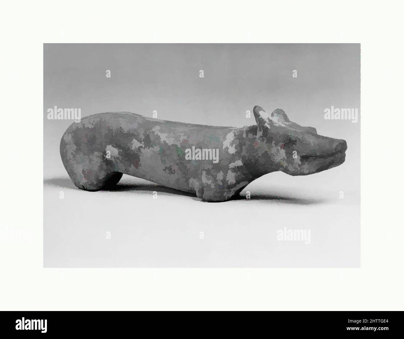 Arte ispirata a Tomb Figure of Hound, sei dinastie (220–589), 3rd–6th secolo, Cina, Earthenware con pigmento, H. 2 1/4 poll. (5,7 cm); L. 7" (17,8 cm), Tomb Pottery, opere classiche modernizzate da Artotop con un tuffo di modernità. Forme, colore e valore, impatto visivo accattivante sulle emozioni artistiche attraverso la libertà delle opere d'arte in modo contemporaneo. Un messaggio senza tempo che persegue una nuova direzione selvaggiamente creativa. Artisti che si rivolgono al supporto digitale e creano l'NFT Artotop Foto Stock