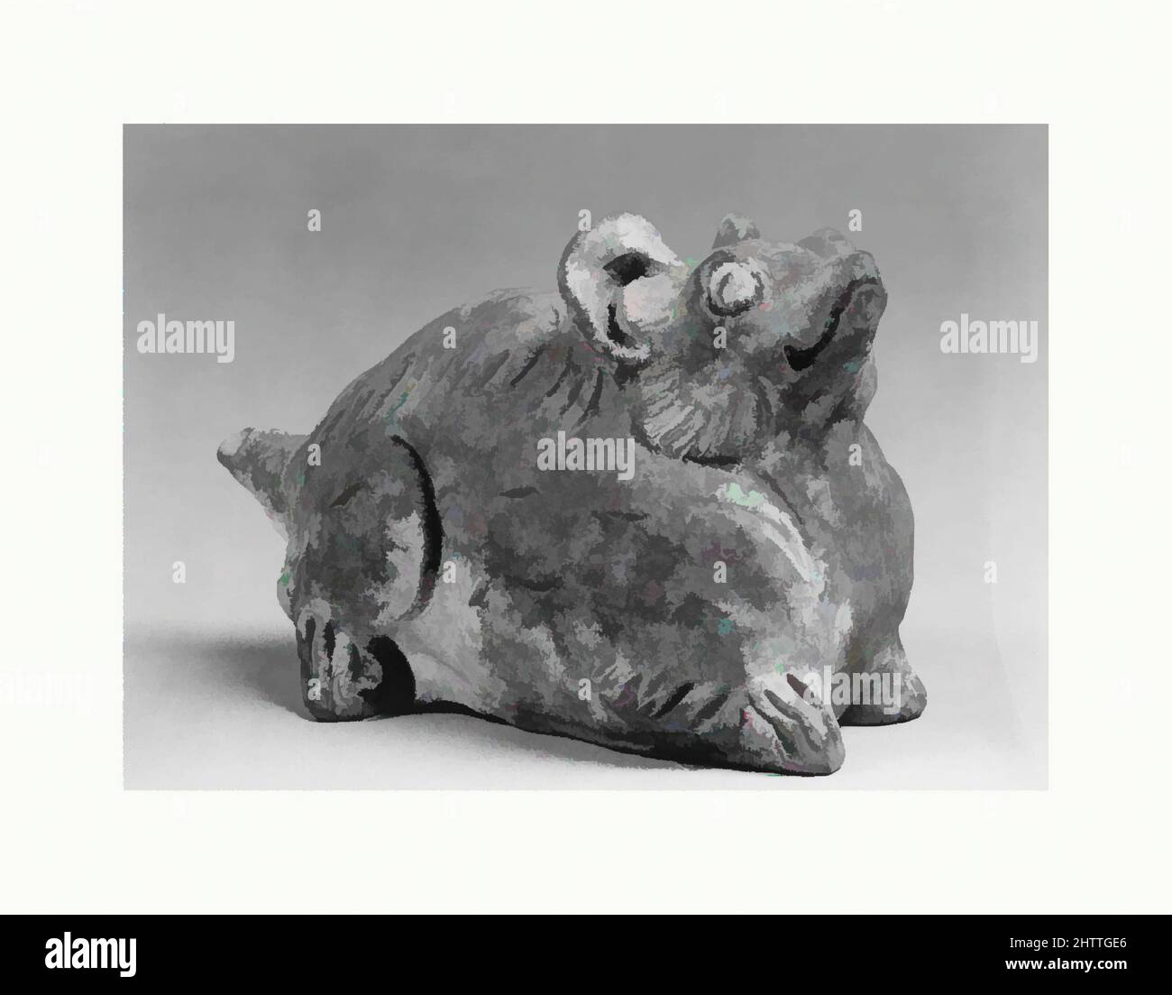Arte ispirata a Tomb Figure of mouse, sei dinastie (220–589), 3rd–6th secolo, Cina, terracotta grigia con pigmento, H. 3 1/8 poll. (7,9 cm); L. 5 1/4" (13,3 cm), Tomb Pottery, opere classiche modernizzate da Artotop con un tuffo di modernità. Forme, colore e valore, impatto visivo accattivante sulle emozioni artistiche attraverso la libertà delle opere d'arte in modo contemporaneo. Un messaggio senza tempo che persegue una nuova direzione selvaggiamente creativa. Artisti che si rivolgono al supporto digitale e creano l'NFT Artotop Foto Stock