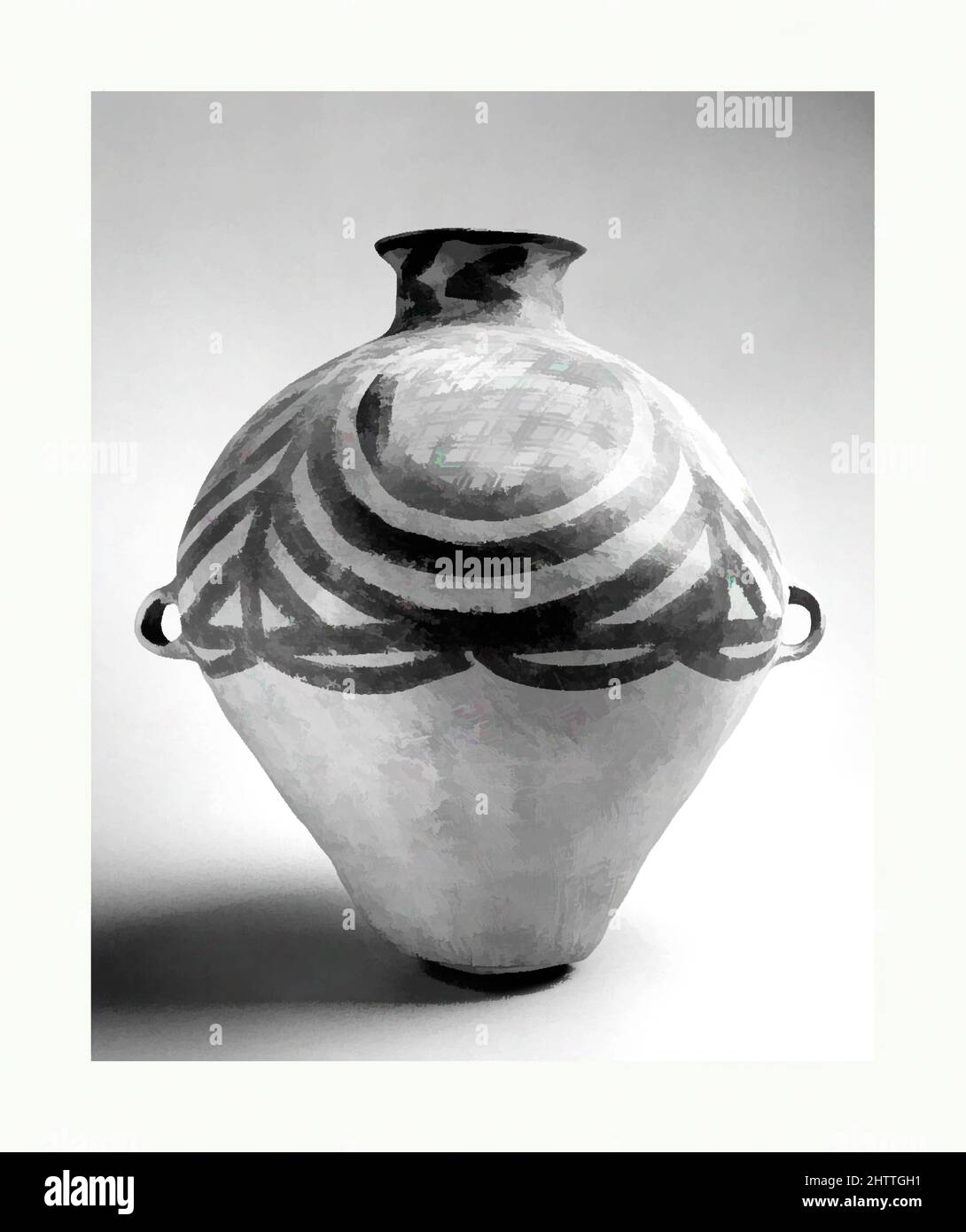 Arte ispirata da vaso ovoide (Hu), periodo neolitico, cultura Majiayao, tipo Machang, 2300–2000 a.C., Cina, Earthenware con pigmenti, H. 15 poll. (38,1 cm), Ceramica, opere classiche modernizzate da Artotop con un tuffo di modernità. Forme, colore e valore, impatto visivo accattivante sulle emozioni artistiche attraverso la libertà delle opere d'arte in modo contemporaneo. Un messaggio senza tempo che persegue una nuova direzione selvaggiamente creativa. Artisti che si rivolgono al supporto digitale e creano l'NFT Artotop Foto Stock