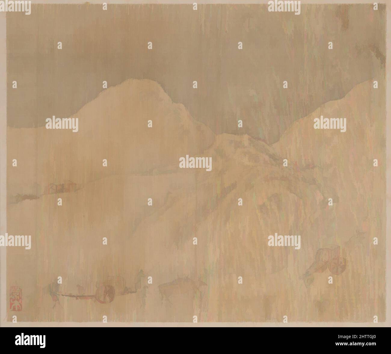 Arte ispirata da 清 葉欣 山水圖 冊 絹本, Paesaggi, dinastia Qing (1644-1911), del 1652, Cina, Album di quattro foglie; inchiostro e colore su seta, 4 5/8 x 5 1/2in. (11,7 x 14cm), dipinti, Ye Xin (cinese, attivo ca. 1640–1673), in questo album gemlike, che ripercorre le stagioni mutevoli, Ye Xin, opere classiche modernizzate da Artotop con un tocco di modernità. Forme, colore e valore, impatto visivo accattivante sulle emozioni artistiche attraverso la libertà delle opere d'arte in modo contemporaneo. Un messaggio senza tempo che persegue una nuova direzione selvaggiamente creativa. Artisti che si rivolgono al supporto digitale e creano l'NFT Artotop Foto Stock