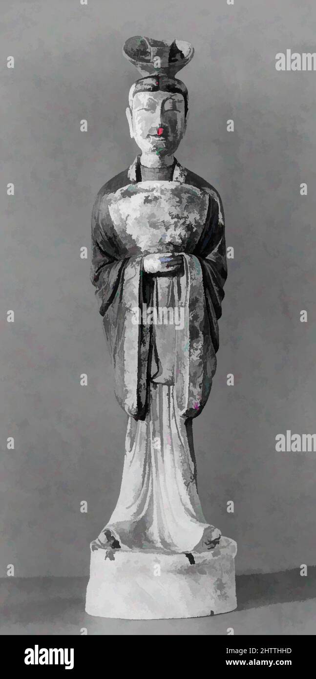Arte ispirata a Figura, dinastia Tang (618-907), Cina, ceramica, H. 36 1/2 poll. (92,7 cm), Tomb Pottery, opere classiche modernizzate da Artotop con un tuffo di modernità. Forme, colore e valore, impatto visivo accattivante sulle emozioni artistiche attraverso la libertà delle opere d'arte in modo contemporaneo. Un messaggio senza tempo che persegue una nuova direzione selvaggiamente creativa. Artisti che si rivolgono al supporto digitale e creano l'NFT Artotop Foto Stock