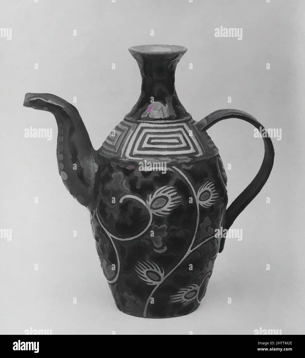 Arte ispirata al vaso del vino, periodo Edo (1615–1868), 1790, Giappone, Faience con design in rilievo, decorato in smalti (Kyoto ware), H. 6 1/4 poll. (15,9 cm); L. 5 13/16" (14,8 cm), Ceramica, opere classiche modernizzate da Artotop con un tuffo di modernità. Forme, colore e valore, impatto visivo accattivante sulle emozioni artistiche attraverso la libertà delle opere d'arte in modo contemporaneo. Un messaggio senza tempo che persegue una nuova direzione selvaggiamente creativa. Artisti che si rivolgono al supporto digitale e creano l'NFT Artotop Foto Stock