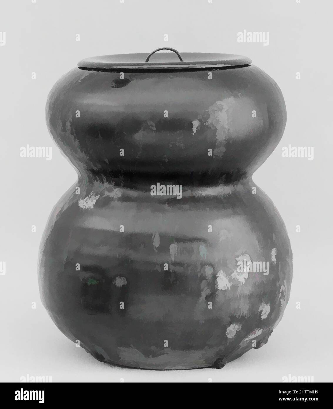 Arte ispirata da vaso, periodo Edo (1615–1868), 17th secolo, Giappone, scaglie di bianco ricoperte di ricco smalto nero, H. 7 poll. (17,8 cm), Ceramica, opere classiche modernizzate da Artotop con un tuffo di modernità. Forme, colore e valore, impatto visivo accattivante sulle emozioni artistiche attraverso la libertà delle opere d'arte in modo contemporaneo. Un messaggio senza tempo che persegue una nuova direzione selvaggiamente creativa. Artisti che si rivolgono al supporto digitale e creano l'NFT Artotop Foto Stock