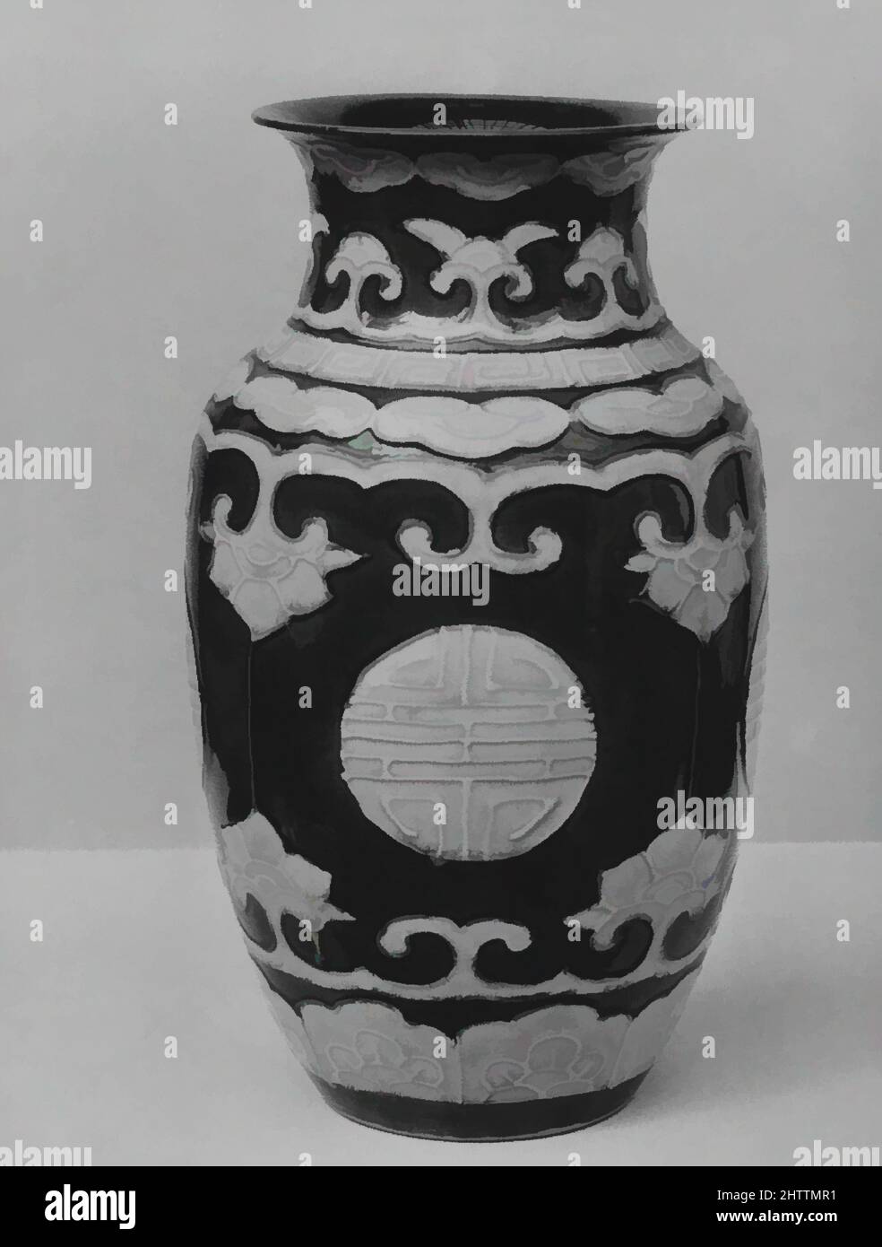 Arte ispirata da Vase, Edo period (1615-1868), 1820, Giappone, gres (Kairakuen ware), H. 12 poll. (30,5 cm), Ceramica, opere classiche modernizzate da Artotop con un tuffo di modernità. Forme, colore e valore, impatto visivo accattivante sulle emozioni artistiche attraverso la libertà delle opere d'arte in modo contemporaneo. Un messaggio senza tempo che persegue una nuova direzione selvaggiamente creativa. Artisti che si rivolgono al supporto digitale e creano l'NFT Artotop Foto Stock