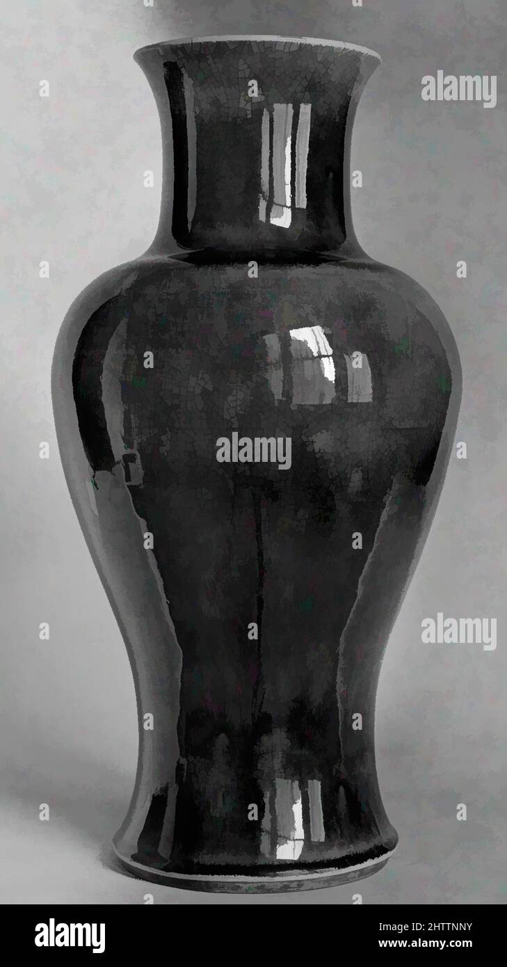 Arte ispirata a Vase, dinastia Qing (1644-1911), periodo Kangxi (1662-1722), Cina, porcellana, H. 17 1/2 poll. (44,5 cm), Ceramica, opere classiche modernizzate da Artotop con un tuffo di modernità. Forme, colore e valore, impatto visivo accattivante sulle emozioni artistiche attraverso la libertà delle opere d'arte in modo contemporaneo. Un messaggio senza tempo che persegue una nuova direzione selvaggiamente creativa. Artisti che si rivolgono al supporto digitale e creano l'NFT Artotop Foto Stock